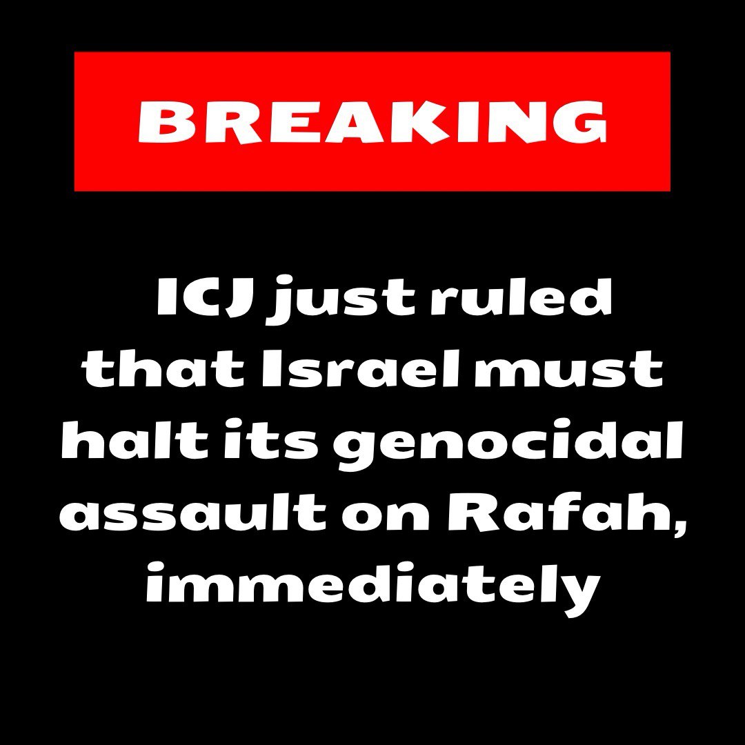 🚨BREAKING🚨

@CIJ_ICJ 

With a vote of 13 in favor and 2 against, the International Court of Justice (ICJ) orders Israel to immediately cease its military offensive in Gaza.

Nawaf Salam, the head of the International Court of Justice (ICJ), in detail gave the following ruling: