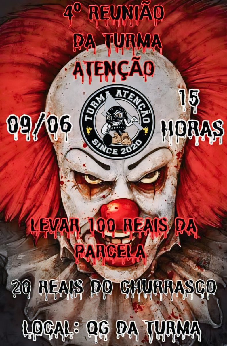 LEMBRANDO QUE DIA 09 DE JUNHO VAI ROLAR NOSSA 4⁰ REUNIÃO 🎪🤡🔪

O SHOW NÃO PODE PARAR