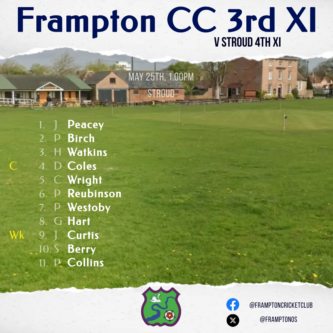 framptonos's tweet photo. Teams for the weekend.

1s travel to @hrcc1885 

2s host @RandwickCC 

3s travel to @Stroud_Cricket 

@GlosCCL @SDCA16 https://t.co/3gWp6euEv4