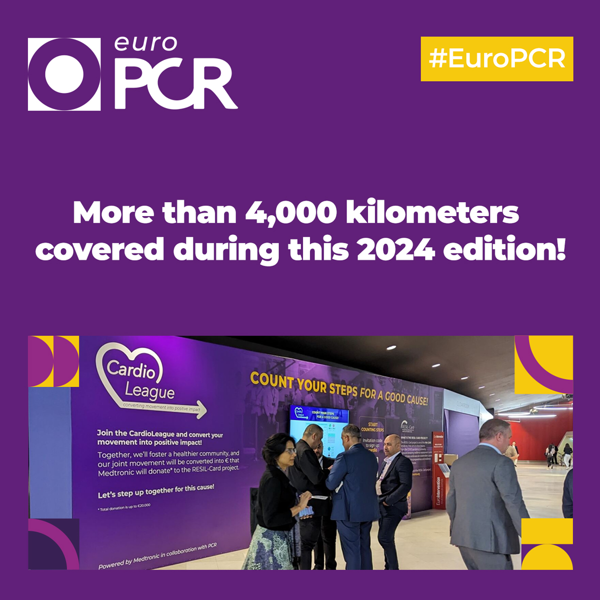 Did you know? During #EuroPCR participants have collectively covered more than 4,000 kilometers — the equivalent to nearly 12,000 climbs up the Eiffel Tower 👣 in the CardioLeague challenge! 👏Huge thanks to all who helped to increase Medtronic’s donation for the RESIL-Card