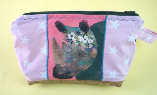 A cute rhino? Waterproof lined wash bag with cork base- more choice online zebramingo.etsy.com/listing/140549… #friday #birthdaygift #rhino
