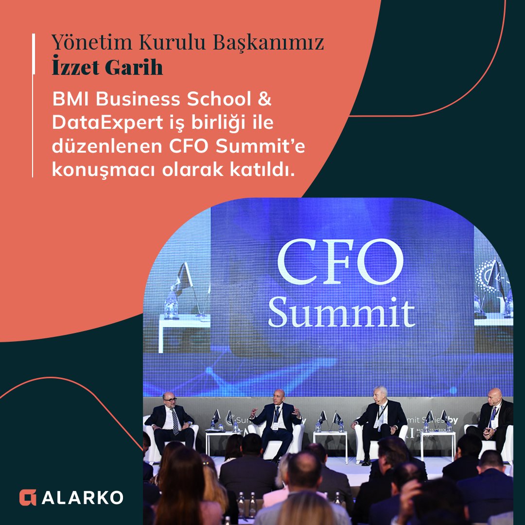 alarkoholding's tweet photo. Yönetim Kurulu Başkanımız İzzet Garih, BMI Business School & DataExpert iş birliği ile düzenlenen CFO Summit’te, Büyüme, İnovasyon ve Sürdürülebilir Finans konulu panele konuşmacı olarak katıldı.
#AlarkoHolding #CFOSummit https://t.co/4WEupX6CUx