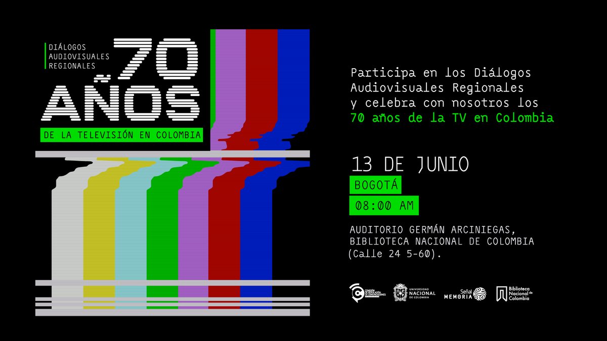 CRCCol's tweet photo. La @CRCCol te invita a los Diálogos Audiovisuales Regionales en conmemoración de los 70 años de la TV en Colombia. 🗓️ Primer encuentro: 13 de junio en Bogotá. ¡Regístrate ya! https://t.co/zF53DjnP5c https://t.co/vMIumarMhW