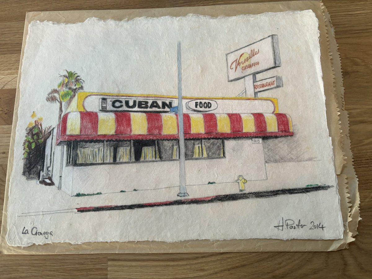 This is the original sketch that started off my collection of my Americana series. I was at #bergamotstation in #santamonica when I bought this paper and starting sketching from a photo I’d just taken that same evening. I’m about to get this framed and it will be for sale at