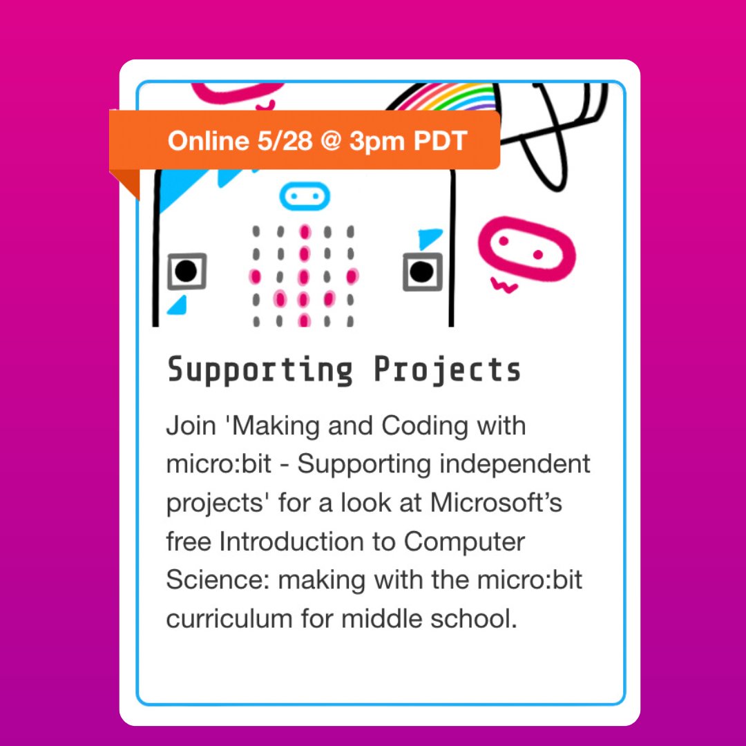 Join <a href="/MSMakeCode/">Microsoft MakeCode</a> for the last "Making and Coding with the micro:bit" webinar next Tuesday! 
Register free at: msit.events.teams.microsoft.com/event/52ef14cd……
#STEMeducation #makerEd