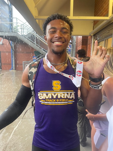 Big S/O to Thomas Jones for making Podium in the pouring rain in his final track meet for Smyrna High School! Good luck at Vanderbilt Thomas, you will do great things! Once a Bulldog always a Bulldog! #OnlyOneSHS
