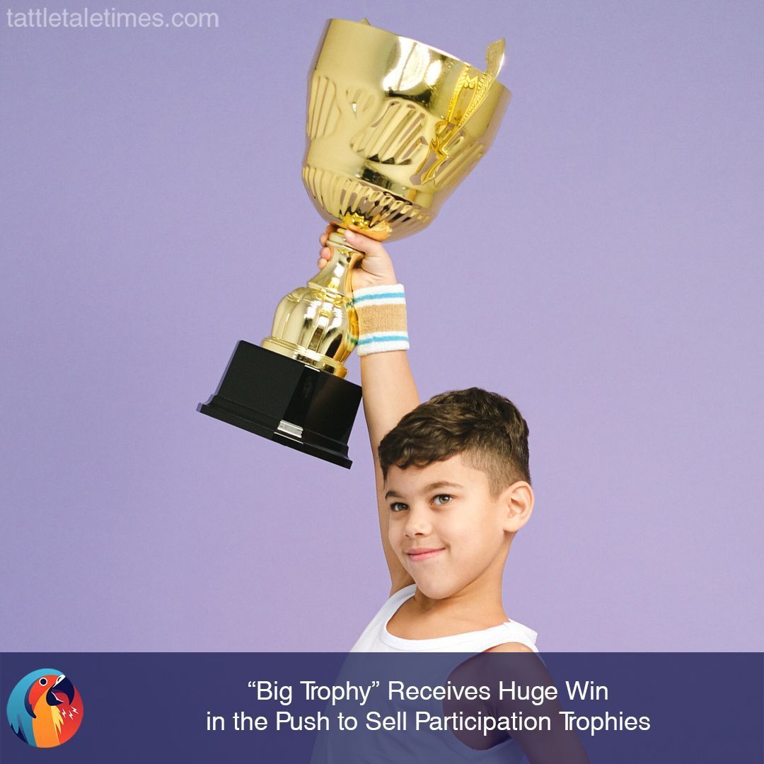 “Big Trophy” Receives Huge Win in the Push to Sell Participation Trophies 
buff.ly/3uIpdY8

#schoolsports #participationtrophy #parentingmemes #sports #tattletaletimes #theonion #satirenews #parentingmemes #parentinghumor