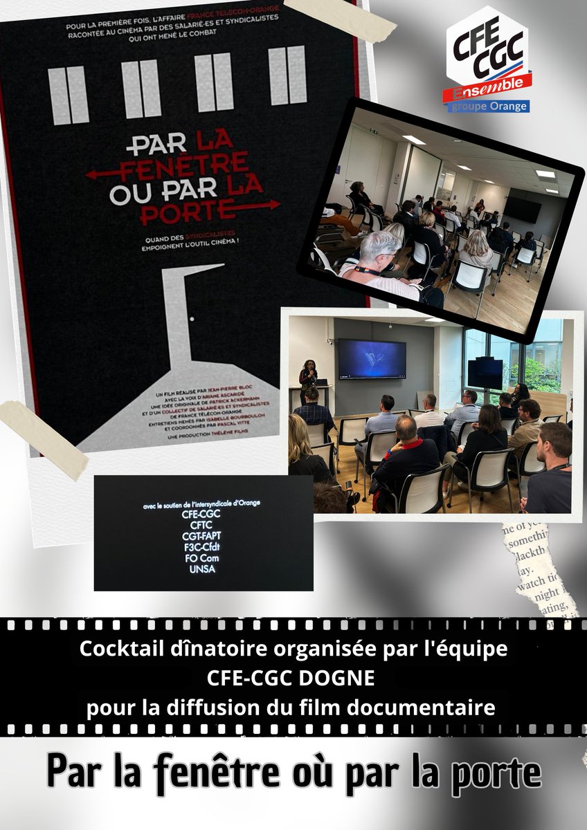 Une semaine riche en émotion suite à la diffusion du film documentaire "Par la fenêtre où par la porte" ce mardi et jeudi sur le site d'Orange Grand Stade à Villeneuve d'ascq.

Un cocktail dînatoire à été offert aux salariés à l'occasion de ce visonnage. 

#orange #suicide #film