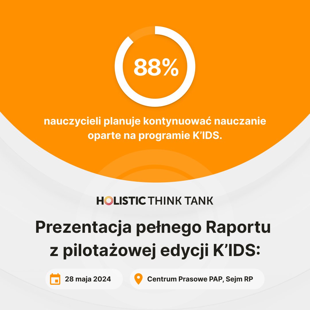 K'IDS: Program edukacyjny, który angażuje uczniów i zmienia polską szkołę!

⏰ 28 maja o godz. 10 w <a href="/PAPinformacje/">PAP</a> przedstawimy pełny Raport z programu pilotażowego K'IDS. Następnie spotkanie dyskusyjne w #Sejm.

#edukacja #szkoła #wartości <a href="/KancelariaSejmu/">Sejm RP🇵🇱</a>
