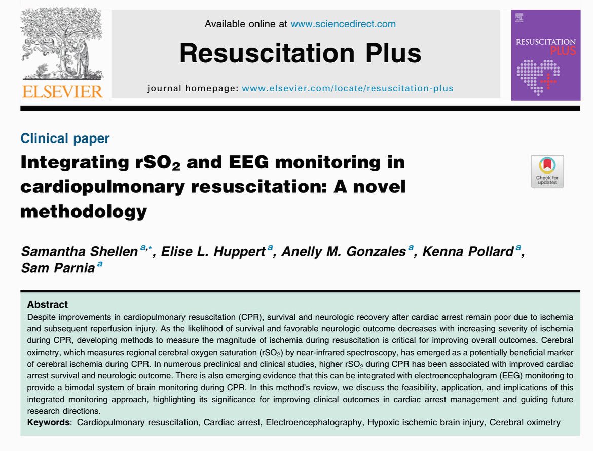 🧠💡Discover the latest paper from the Parnia Lab, where we discuss our innovative method that tracks brain oxygen levels and function during CPR. 
doi.org/10.1016%2Fj.re…

#CPR #CardiacArrest