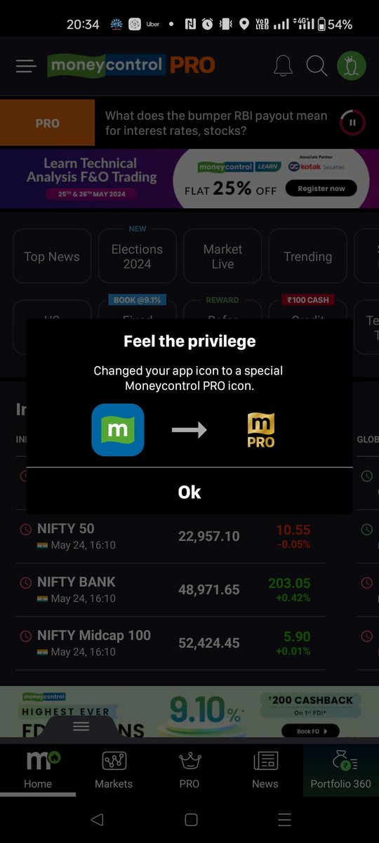 punitdharamsi's tweet photo. @moneycontrolcom you send a notification, I click on it, the article opens up, I am about to read it and suddenly I get a pop-up of "your app icon has been changed to MC pro" .. And the article vanishes and am dumped on the home page.. Why would you do that? Every time.. :( https://t.co/t4elGXPQy8