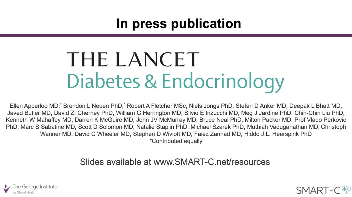 Details of the SMART-C analysis of the effects of SGLT2i by baseline GLP-1RA are in press in The Lancet Diabetes & Endocrinology Full slide deck now available for download at SMART-C.net/resources #ERA24 @ERAkidney