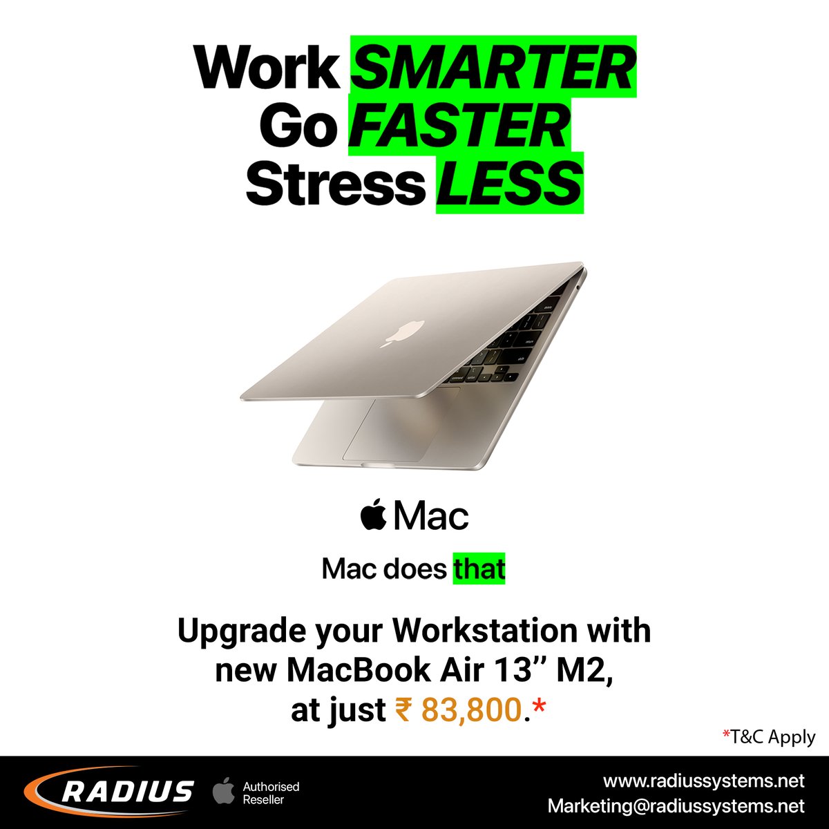 RadiusSystems's tweet image. Give teams the power to rip through their workflows with a Mac supercharged by the next-generation M2 chip. Mac starts up in a flash and multitasks like a beast. Mac does that.
#MacBookAir13 #Versatile #M2Chip #perfectforBusniness #Radius