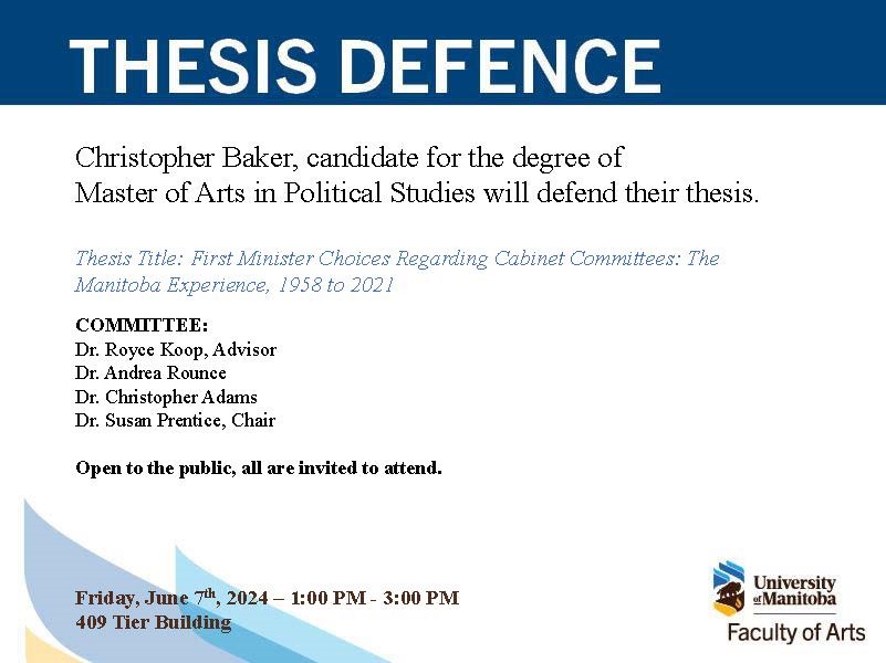 Chris Baker will be defending his MA thesis two weeks from today!