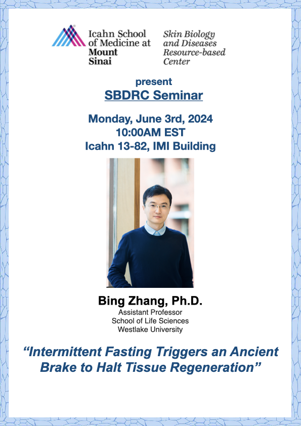 SBDRC at Mount Sinai (@sbdrcatmtsinai) on Twitter photo Please join us on June 3rd for the <a href="/SBDRCatMtSinai/">SBDRC at Mount Sinai</a>. Dr. Zhang will be presenting his lab's work on tissue regeneration.
External members look out for an email with Zoom details! Please join us on June 3rd for the <a href="/SBDRCatMtSinai/">SBDRC at Mount Sinai</a>. Dr. Zhang will be presenting his lab's work on tissue regeneration.
External members look out for an email with Zoom details!