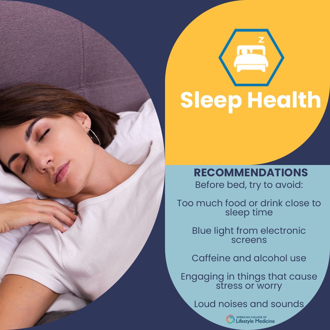 ACLifeMed's tweet image. Here are some ways you can improve your quality of sleep each night.

Are any of these recommendations already built into your night routine? 
Share some of your favorite sleep tips! #LMWeek