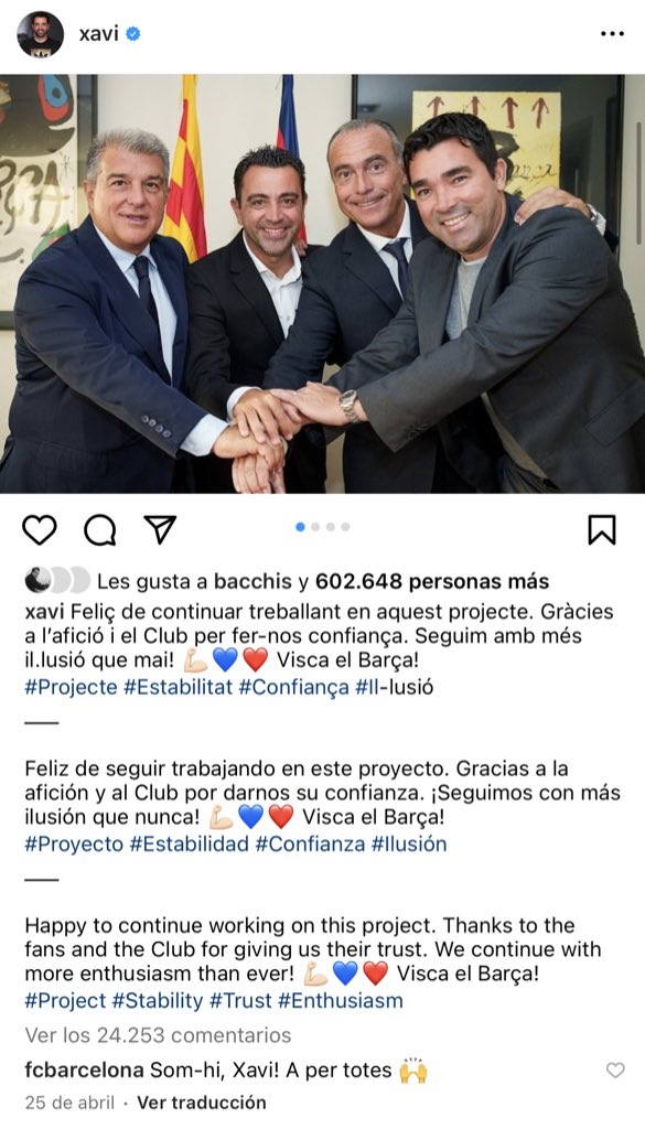 Edu3Boada's tweet image. La penúltima foto d’en Xavi, publicada el 25 d’abril, tancava amb els hashtags #Projecte #Estabilitat #Confiança.

Un mes després, la seva última foto, és la carta de comiat pel seu acomiadament. 

Quins dies, amics.