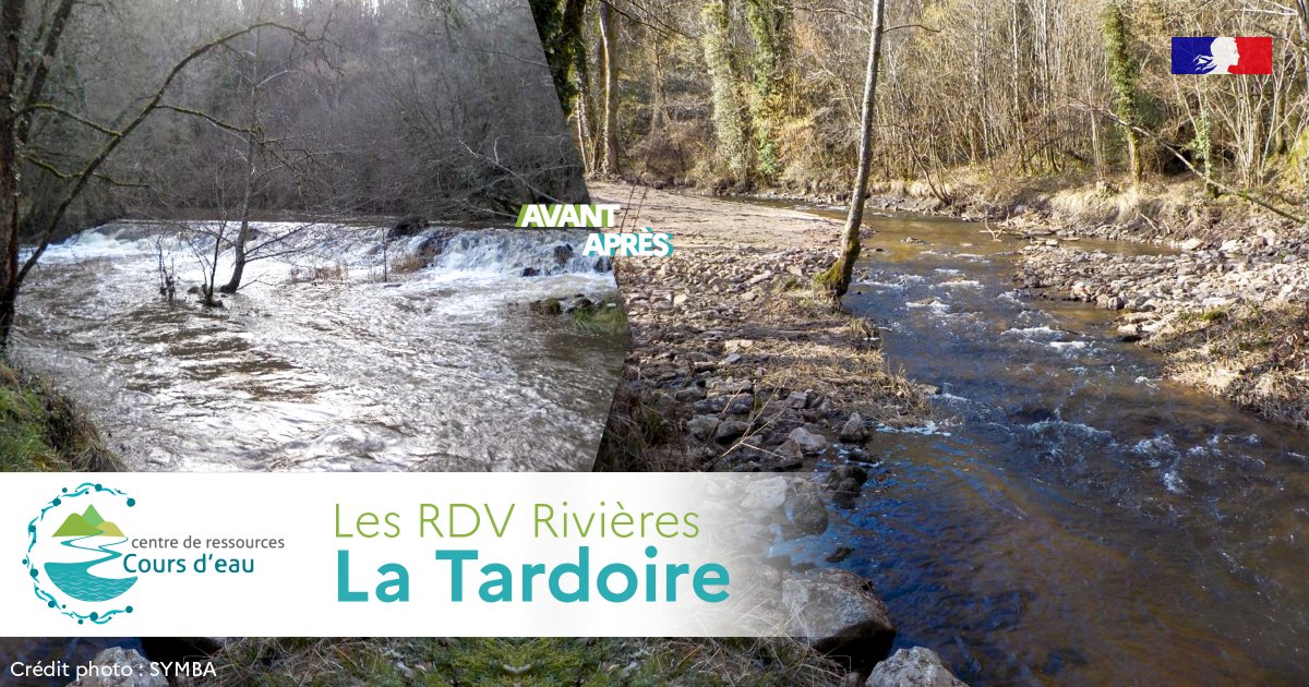 🏞️ [Les RDV Rivières] La Tardoire 🚧 Au cœur du @PerigordLimousi, l’effacement de 2 seuils de moulins et de 2 anciennes forges sur la Tardoire a conduit à restaurer 30 km de rivières à écoulement libre et reconnecter un de ses affluents, la Colle 👉 professionnels.ofb.fr/fr/node/1820