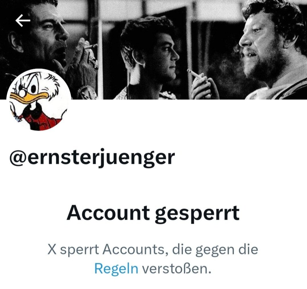 Schon seit dem 20.04.24 ist unser lieber Freund #MaxStirner @ErnsterJuenger wegen einer Nichtigkeit gesperrt!
Sein Humor fehlt, er ist und bleibt:
UNVERGESSEN!
#FreeMaxStirner