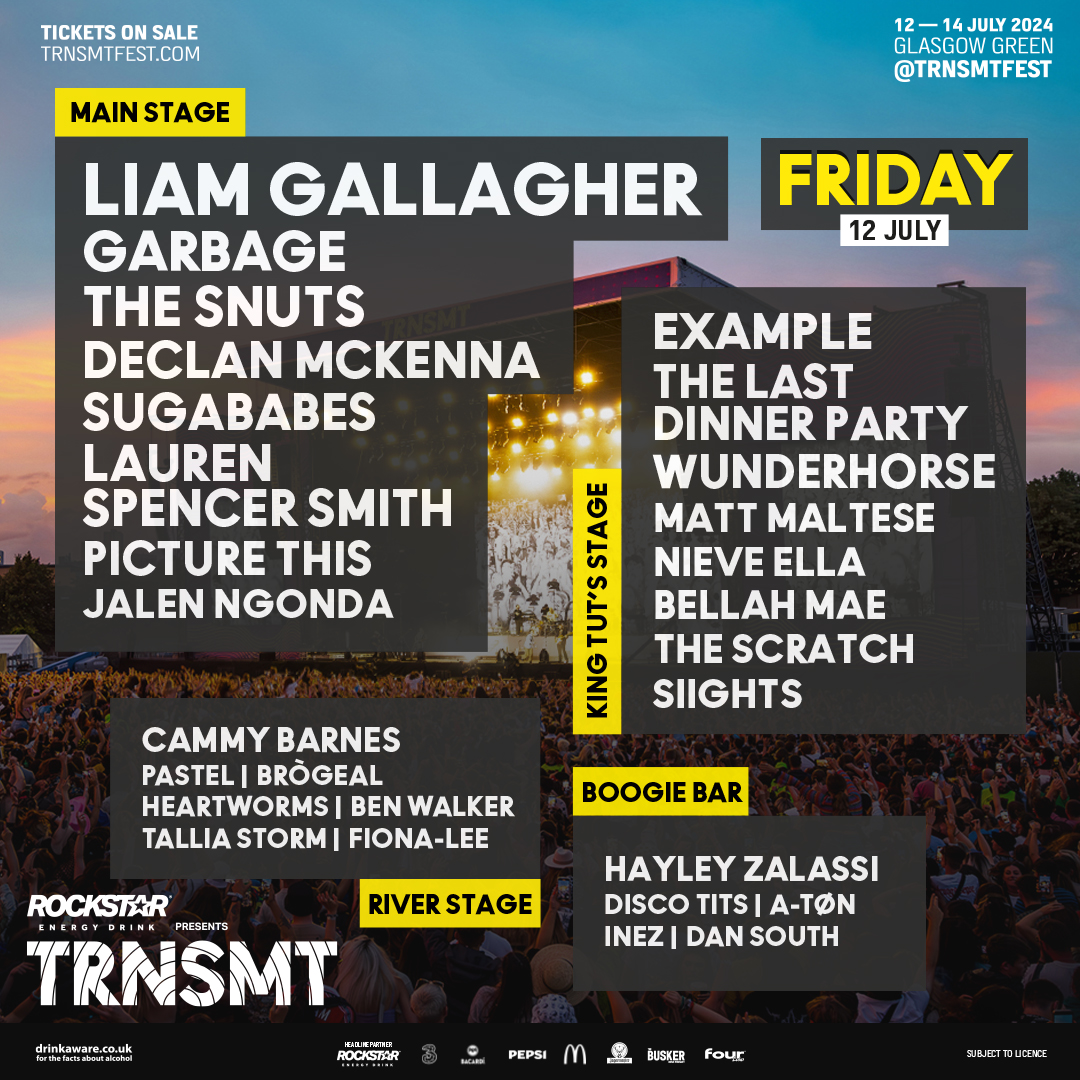 Friday 12th July can’t come sooner🔥 Don’t miss out on what’s set to be an unreal start to the weekend in Glasgow Green! Remaining Tickets ~ trnsmt.co/tickets