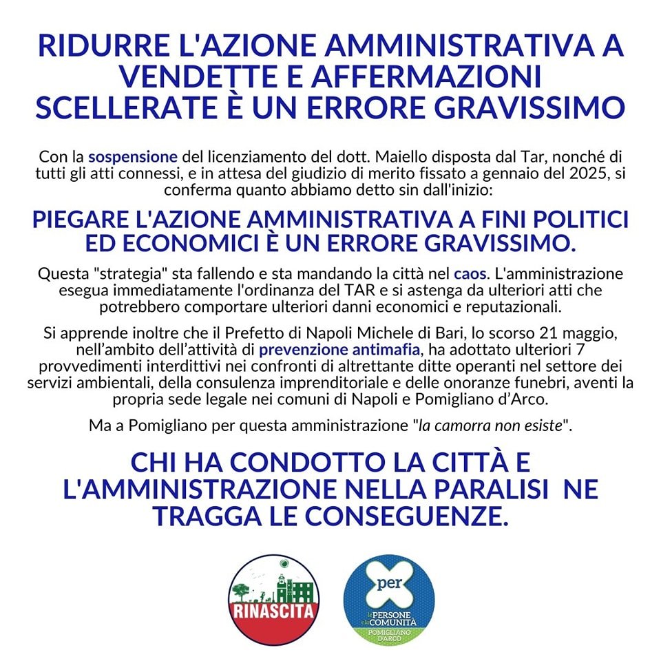 Barbarian_J's tweet photo. Il comunicato dei partiti di opposizione in consiglio comunale a Pomigliano d'Arco https://t.co/LvNN96Bxrx