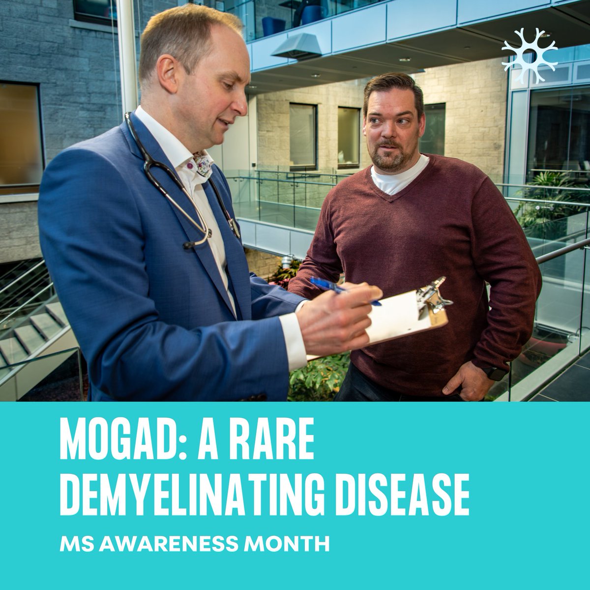 During #MSAwarenessMonth, we highlight #MOGAD, a rare #demyelinating disease. A trial at The Neuro is evaluating whether an approved treatment for #NMOSD, a related condition, can reduce the inflammatory response in MOGAD better than the current SOC. cru.mcgill.ca/ms