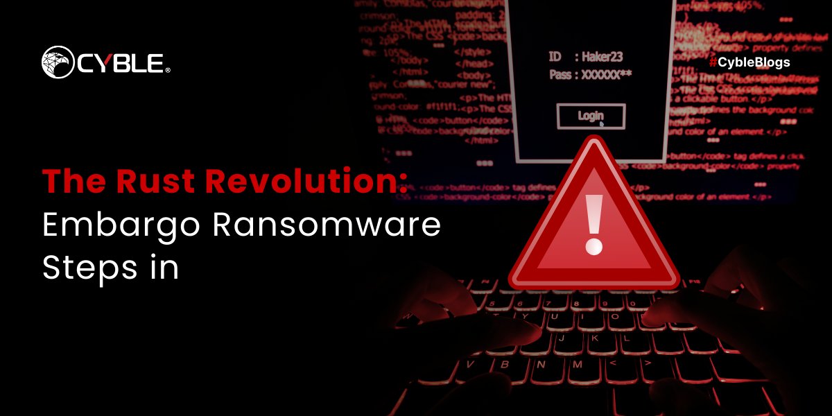 Cyble analyzes the Rust-based Embargo ransomware, investigating its operations and possible variants.
cyble.com/blog/the-rust-…
#Ransomware #Rust #Embargo #Linux #ESXi #ThreatIntel