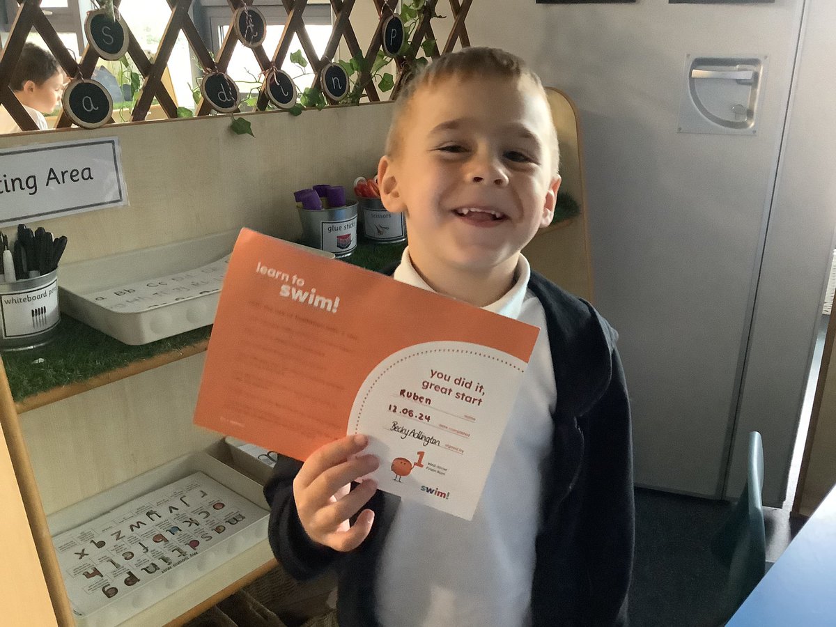 Huge well done to Ruben who has passed the first stage at swimming! 🏊‍♂️ well done Ruben! #Reception #Sports