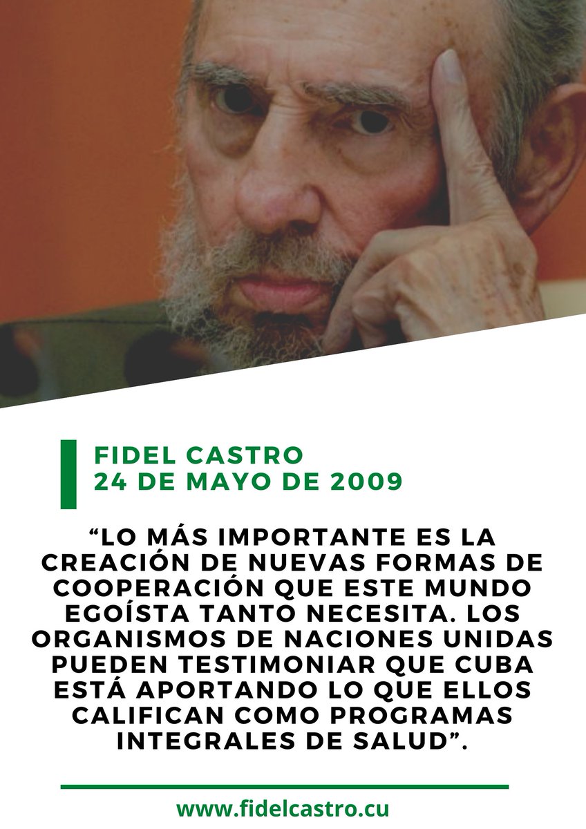 📅24 de mayo de 2009 🎙️ #FidelCastro: “Lo más importante es la creación de nuevas formas de cooperación que este mundo egoísta tanto necesita”. 👉bit.ly/2kiWyBc #SomosCuba #SomosContinuidad #revoluciónCubana #Haití
