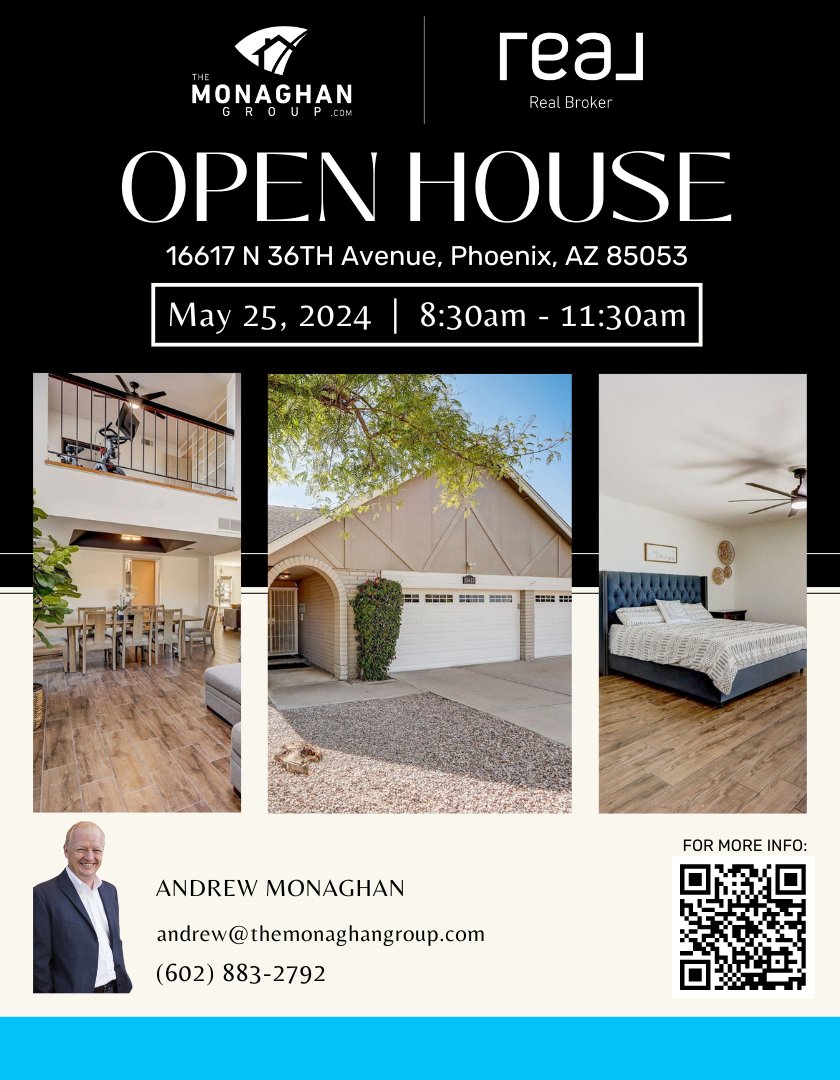 🚨JOIN US AT OUR OPEN HOUSE TOMORROW🏠❗ May 25th, 2024 | Saturday 8:30am - 11:30am FOR MORE INFO: bit.ly/16617N36thAveO… #themonaghangroup #arizonahomes #arizonarealestate #phoenixaz #RealBroker #openhousesaturday #openhouse #openhouseweekend #openhouseweekends