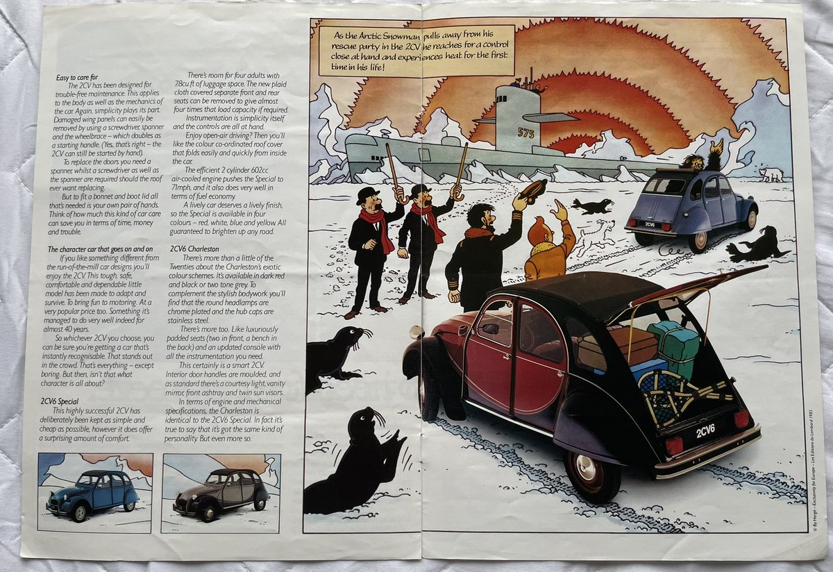 72Chip's tweet image. More Citroen brochuring.
I also rather like the 2CV brochures of the time laid out like a Tintin comic strip.
I have two of them but were there any more like this that I am missing? Any ideas @keithwrjones