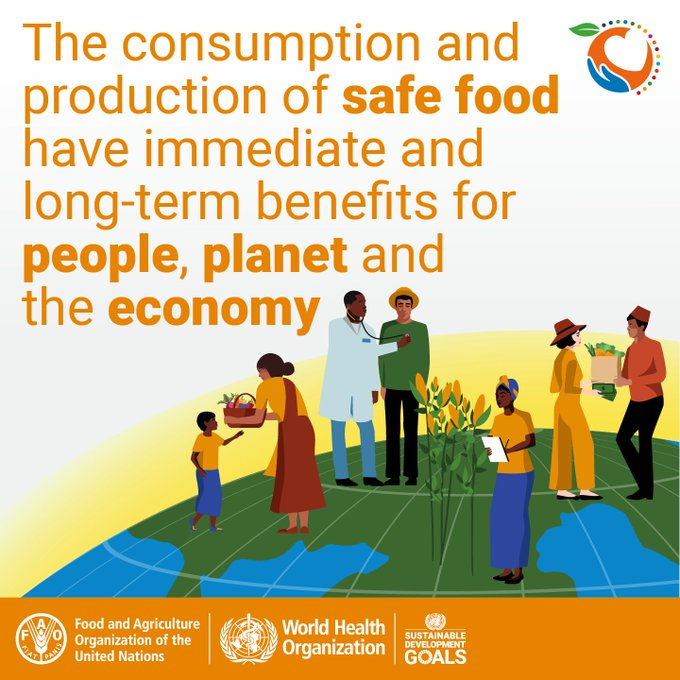 📝 | We need collaboration all along the food chain, across sectors & within communities, businesses and trade to make food safe. 👉A strong collective commitment to food safety will also help us face key global challenges such as #ClimateChange & #AMR #WorldFoodSafetyDay