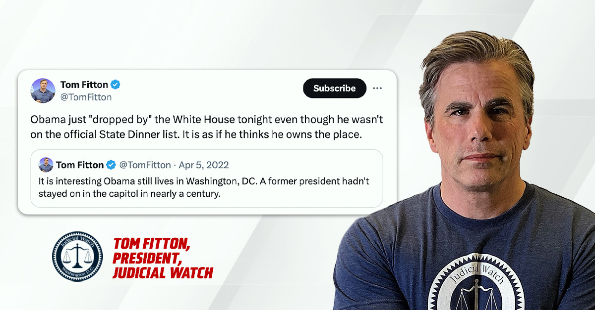 .@TomFitton: Obama just 'dropped by' the White House tonight even though he wasn't on the official State Dinner list. It is as if he thinks he owns the place.