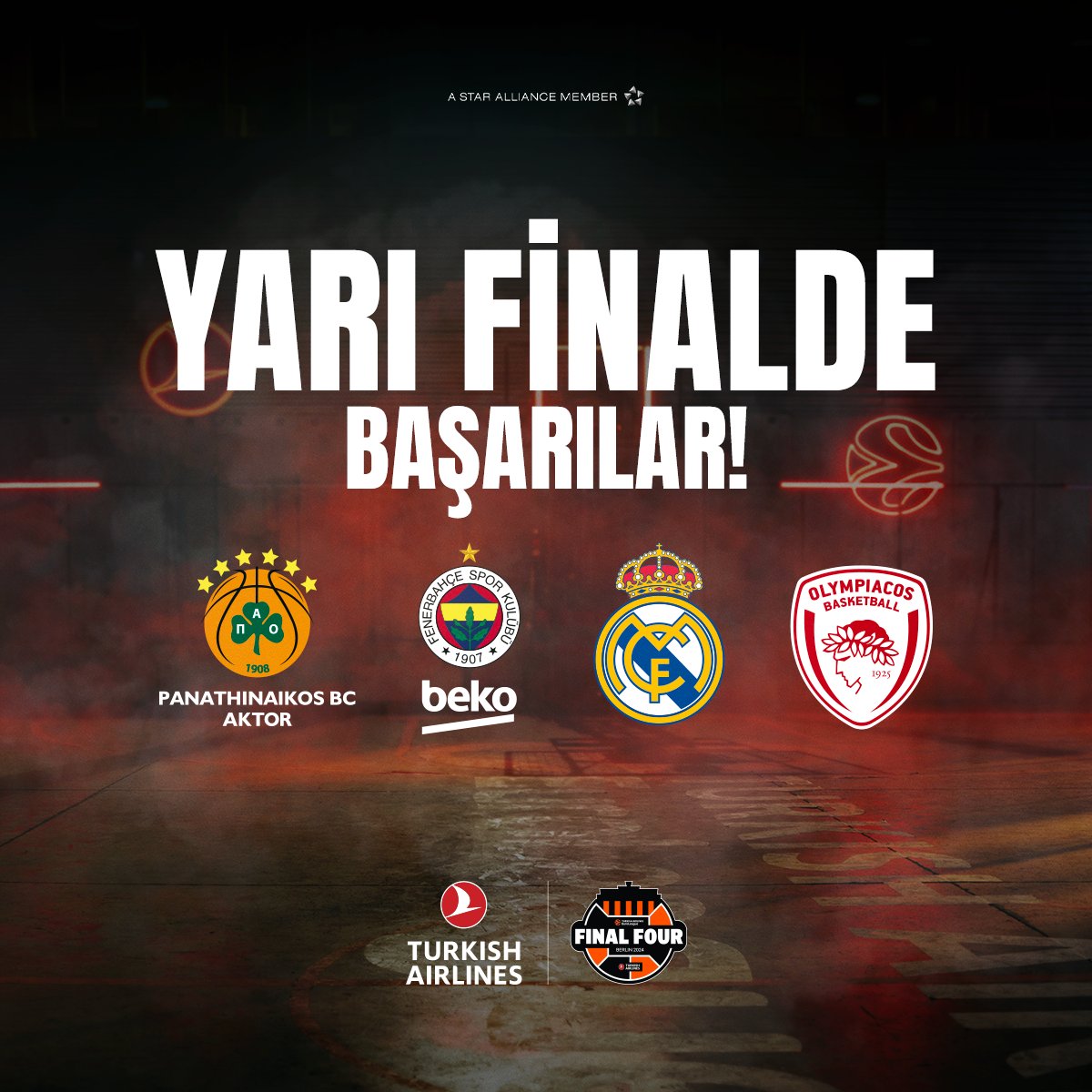 ✈️🏀 Turkish Airlines @EuroLeague Final Four Şampiyonu yakında belli olacak! Yarı finalde mücadele eden tüm takımlara başarılar dileriz. #TurkishAirlines #EuroLeague