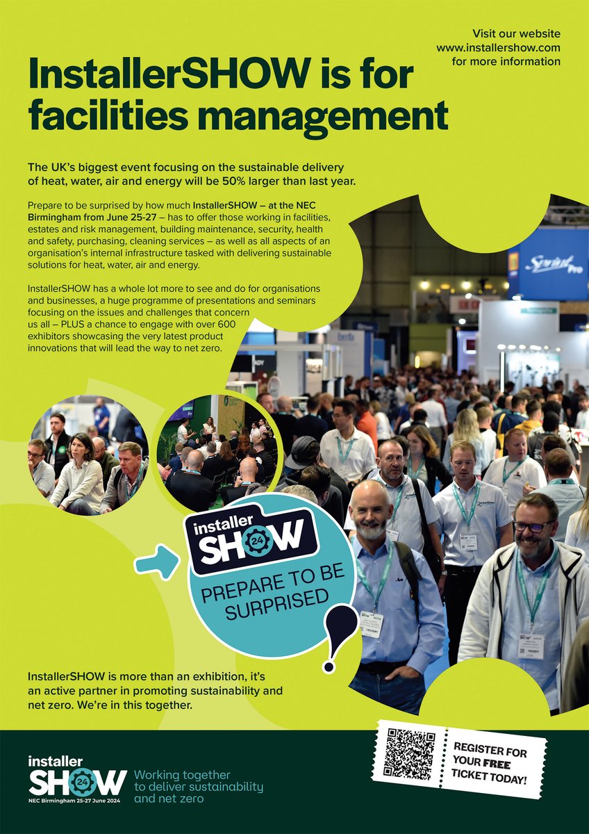Latest Issue 📰: @InstallerSHOW – the UK’s biggest event focusing on the #sustainable delivery of #heat, #water, #air and #energy – returns to @thenec from 25th - 27th June. ➡️fmuk-online.co.uk/features/5529-… #facman #FacilitiesManagement #InstallerSHOW2024 #NetZero #CostSaving