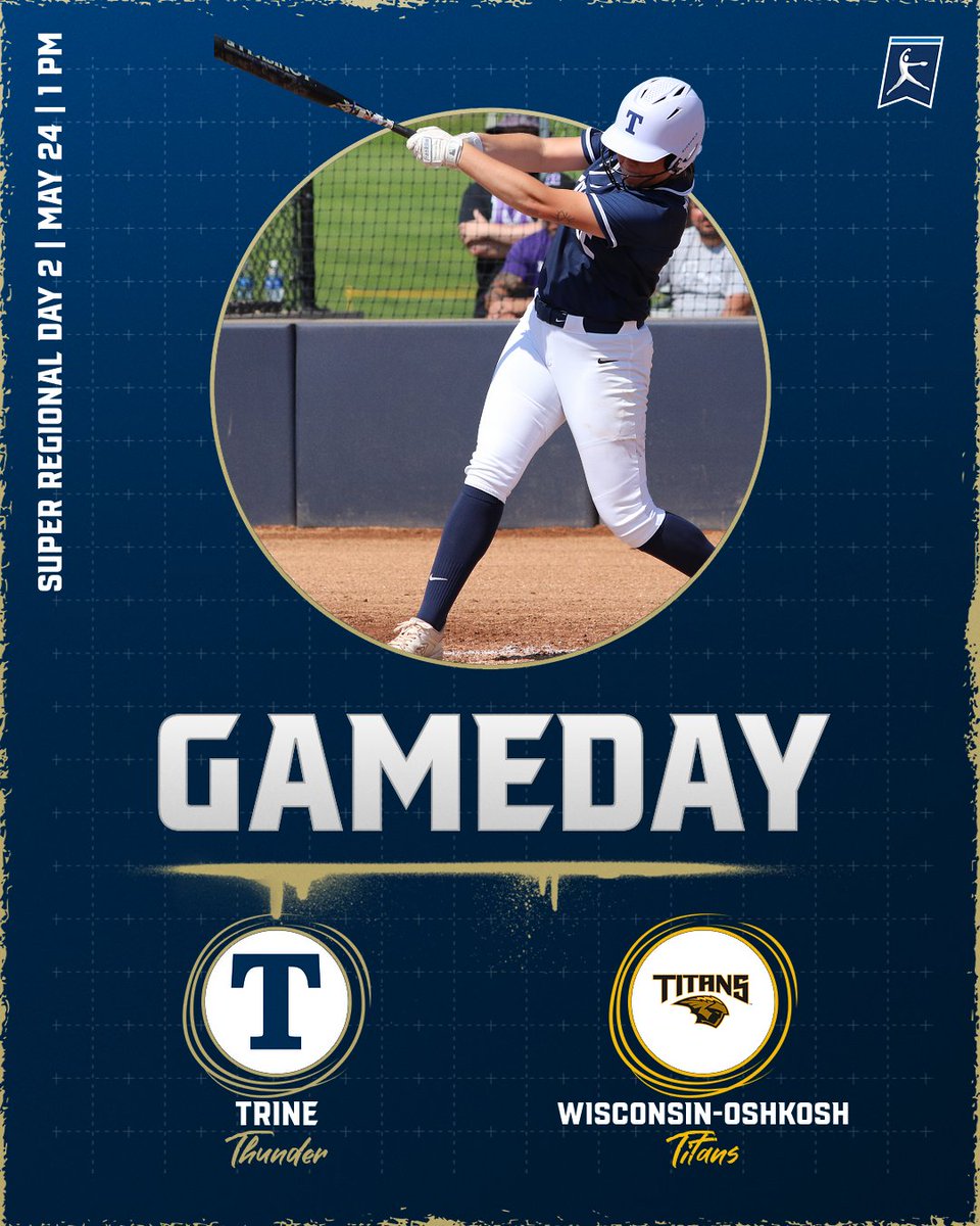 The Thunder are one game away from a trip to Marshall, Texas and a chance to defend their National Championship! Game 2 is at 1 p.m. #TrineNation #GoThunder @CoachD_TUSB @TrineSoftball Video: vcloud.hudl.com/broadcast/embe… Stats: trinethunder.com/sports/sball/2…