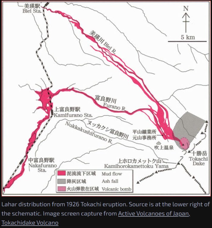 sobreriesgos_'s tweet photo. En 1926 (hace 102 años) ocurrió una #erupción del #volcán #Tokachi (VEI=3) en #Hokkaido, #Japón, que dejó aprox. 146 de muertos y 5.080 hogares destruidos por #lahares (#Taisho mudflows) que afectaron #Furano y Biei. La roca de las fotos es hoy un memorial. #desastreshistóricos. https://t.co/vXFYIdtWJp