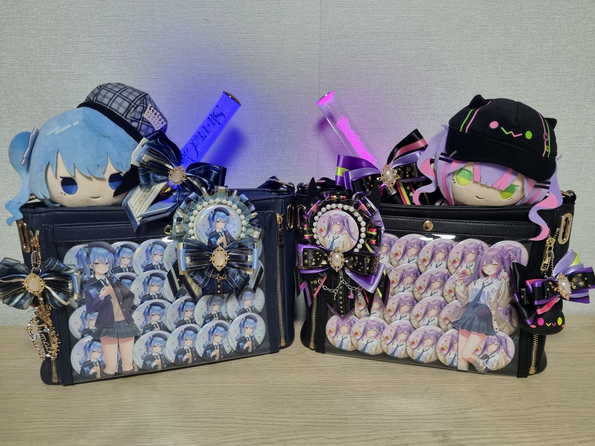 常闇トワ 痛バックS トワ様の痛バック作りました‼︎ 先に作ったすいちゃんと一緒に！ #常闇