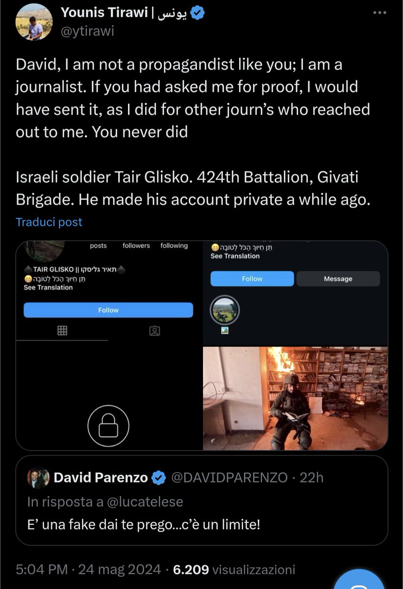 Come detto mille volte, @DAVIDPARENZO è un propagandista fanatico. Un giornalista vero lo rimette al suo posto: che è quello di maggiordomo di Cruciani.