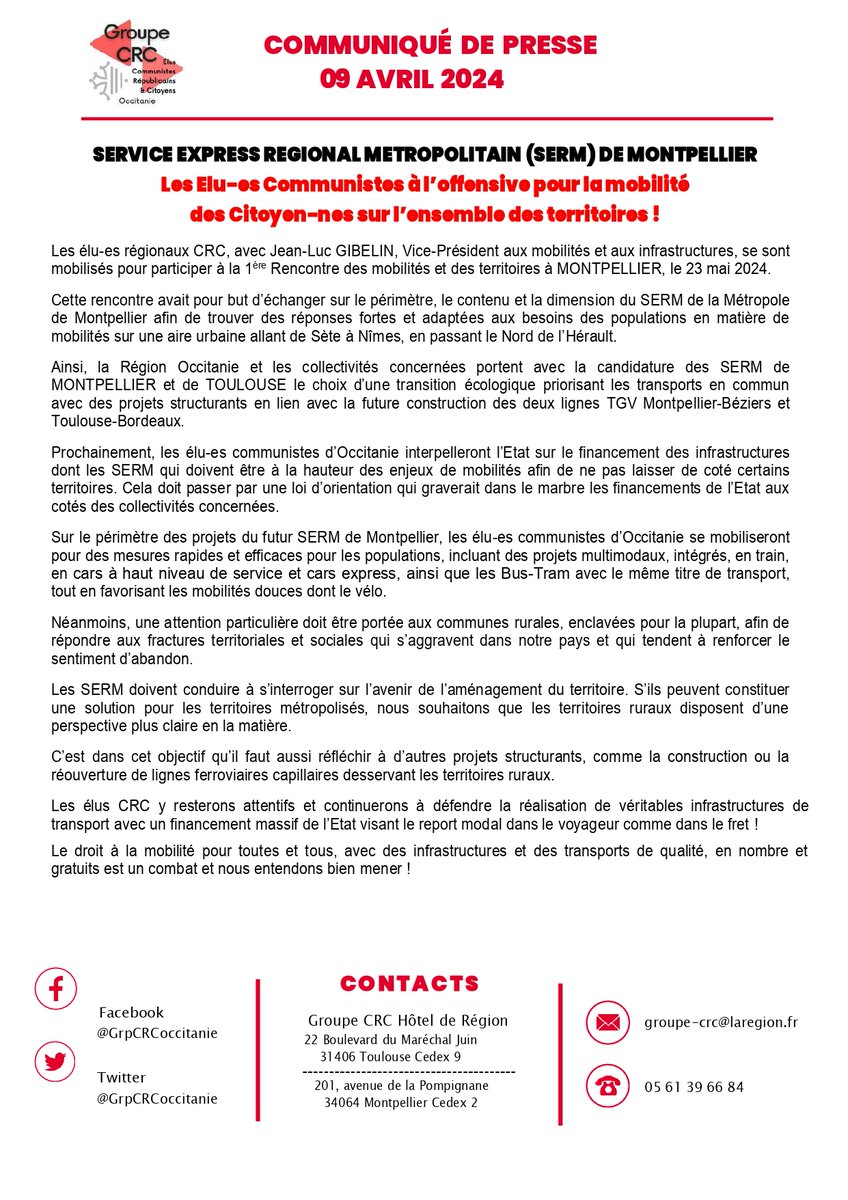 Les Elu-es Communistes à l’offensive pour la mobilité
des Citoyen-nes sur l’ensemble des territoires !

Lire le CP