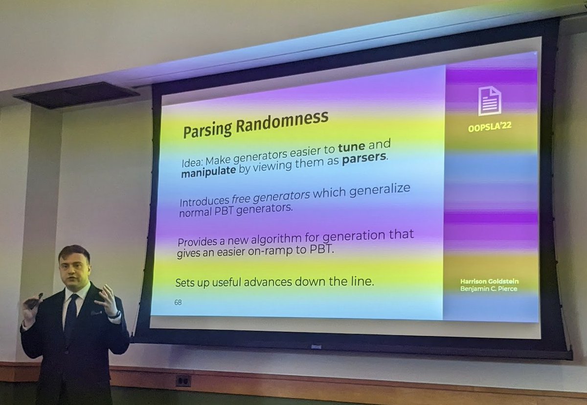drewmikehead's tweet image. Congratulations @hgoldstein95 on passing his Ph.D. defense with flying colors with an impressive body of work from PL, HCI, and software engineering.
The rainbow colors are from my camera, though they might have well been there, because the presentation really was that dazzling.