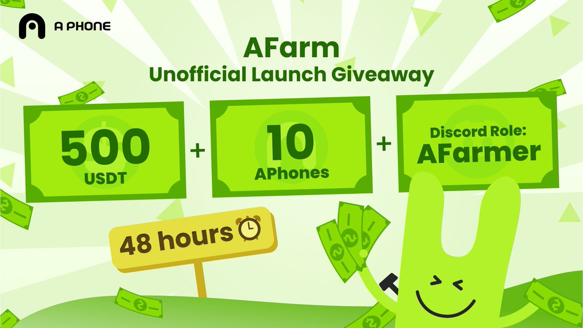 AFARM UNOFFICIAL LAUNCH GIVEAWAY 🪂 $500U 💸 20 AFarmer Roles 🧑‍🌾 10 APhone Devices 📱 Our first opportunity to join the AFarm is LIVE with @aphonelabs 🚜 Want to be a farmer? Join in below on our giveaway on @QuestN_com #QuestN app.questn.com/quest/90680288…