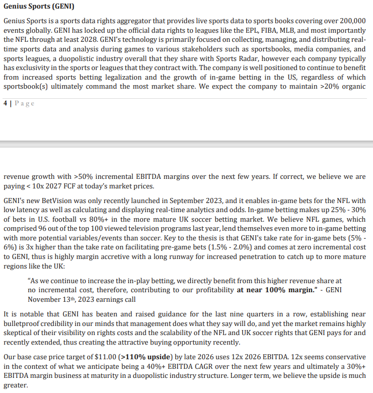 $GENI 110% upside to 12x 2026 EBITDA (will be doing a 40% EBITDA CAGR and 30% EBITDA margins)