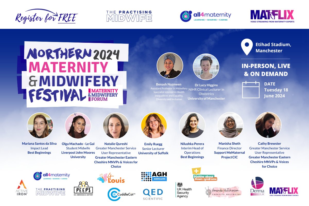 Under 3 weeks to go until Northern Festival in Manchester! Check out the programme: eur.cvent.me/5wrnK Register FREE here: eventbrite.co.uk/e/675915640877 Over 480 midwives and allied HCPs already registered!