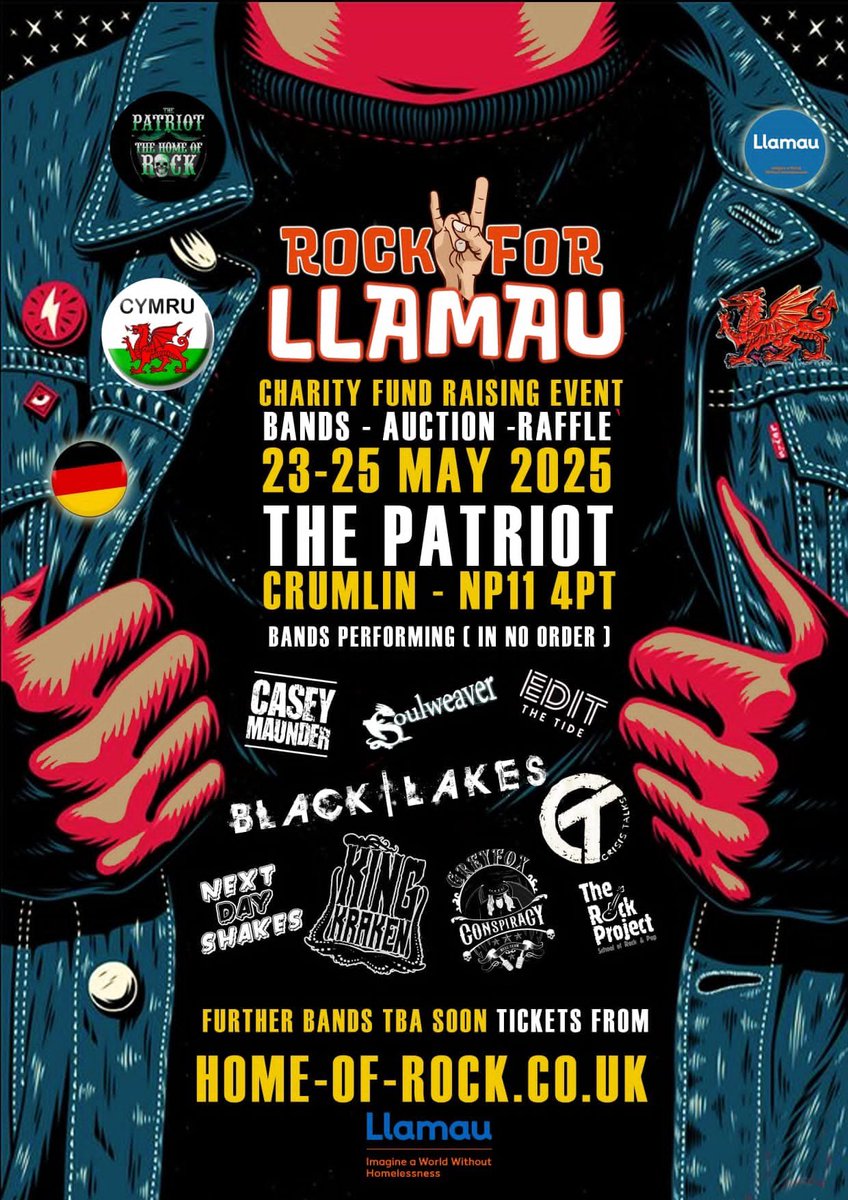 Very excited to announce we’ll be playing Rock for Llamau next year at the @PatriotHomeOfR1 🤘🏻 Llamau is a charity that works with youngsters across Wales to prevent homelessness, provide safe accommodation and support people to leave homelessness behind for good 👏🏻