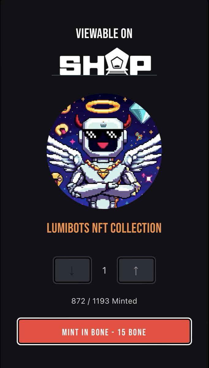 🚨 Friday Flash 🚨

‼️For the next 10 mints receive 100,000 $DAMN token for each #LumiBotsOG NFT you mint 🔥🔥❤️‍🔥❤️‍🔥🚀🤖 

🔔Minting links and where you can find #LumiBots 

shibcoop.io/lumibots

shibcoop.io/mp/0xA992AE2d4…

nestx.io/collection/lum…

app.withmantra.com/market/collect…