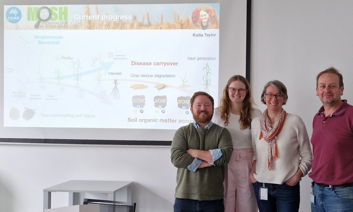 wheatpath's tweet photo. Thrilled to have hosted this week @INRAE_Bioger Simon Law &amp; Katia Taylor for a linkage project @INRAE_France-@CSIRO #Australia. Great discussion on the microbiome of crop residues, both a challenge (source of pathogen inoculum) and a solution (good for soil health and C storage). https://t.co/SnoPXLN0EE