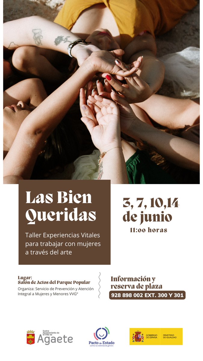 📢 La Concejalía de Igualdad y Diversidad, que dirige Mario Nuez, organiza el taller 'Las bien queridas'. ✍️ Inscripciones en el 928898200 (Ext. 300 y 302).