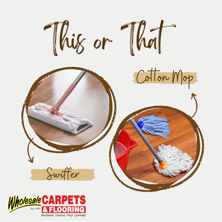 carpetfloor2's tweet photo. This OR That - you choose!

When it comes to keeping your floors clean, do you pick the Swiffer Mop or a traditional Cotton Mop?
Here are a few things to consider...

🌟 Convenience
🌟 Size
🌟 Surfaces

#wholesalecarpet #foxrivergroveil #mchenrycountyil #thisorthat https://t.co/h1Zr6x51Ei