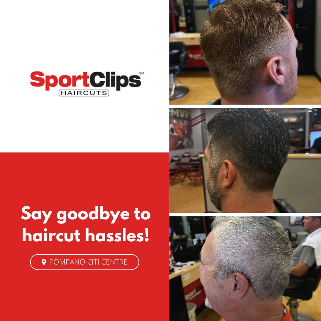 Say goodbye to haircut hassles! SportClips at Pompano Citi Centre offers convenient online check-in for a fresh cut that fits your busy schedule. #pompanociticentre #shoppingcenter @sportsclipshaircuts